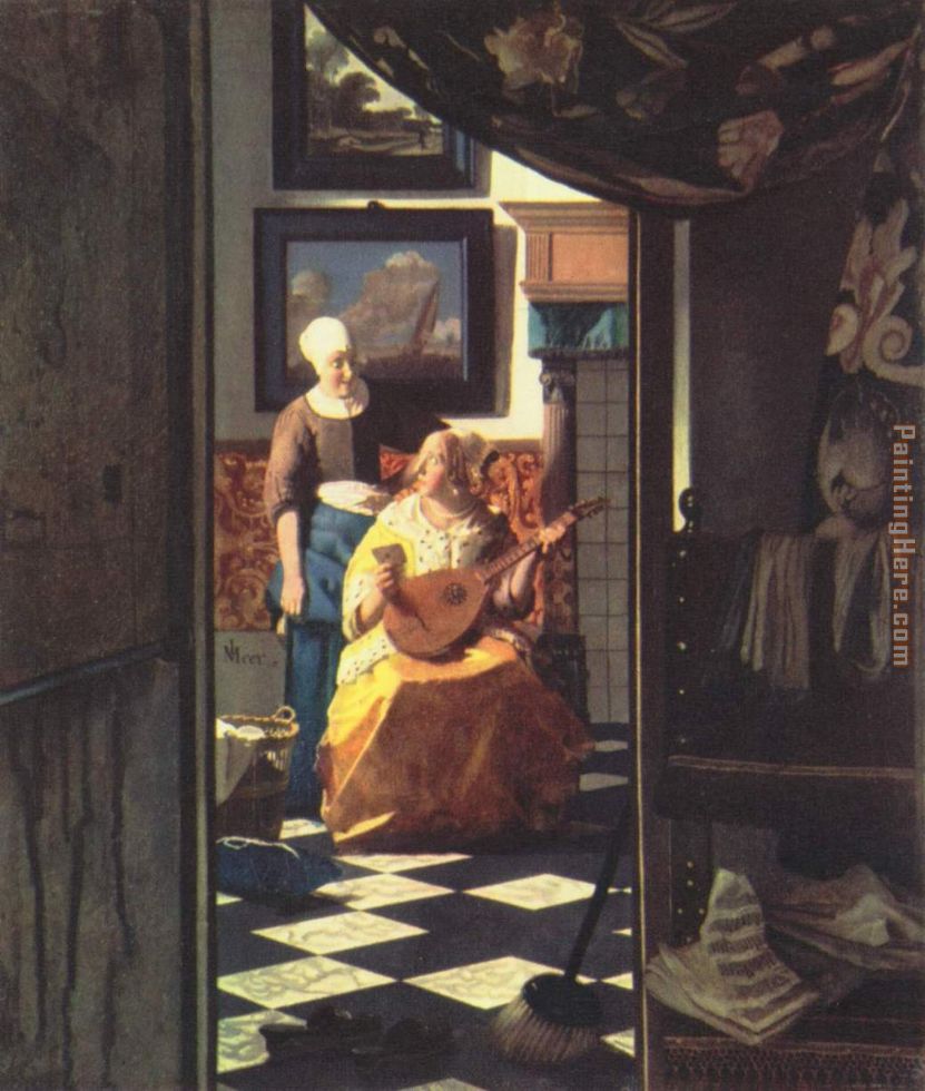The Love letter painting - Johannes Vermeer The Love letter art painting